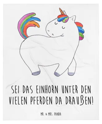 Produktbild von Mr. & Mrs. Panda Bettdecke Einhorn Stolzieren - Weiß - Geschenk, Sofadecke, Stolz, Sofaüberwurf, Freundin, Pferd, Decke, Reiter, Tagesdecke, Kuscheldecke, Unicorn