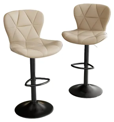 Image de Tabouret de bar - Tabouret - Tabouret de bar avec dossier - Chaise de cuisine - Tabouret de bistrot - Réglable - Pivotant