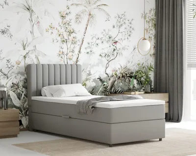 Produktbild von Boxspringbett 90x200 EVEREST, mit Topper, mit Bettkästen,  Einzelbett, Hellgrau, Panda Möbel