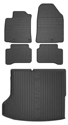 Image de Tapis en caoutchouc + bac de coffre pour Hyundai Ioniq 2016-2022 (liftback, sans caisson de basses) – 5 pièces, noirs, sur mesure