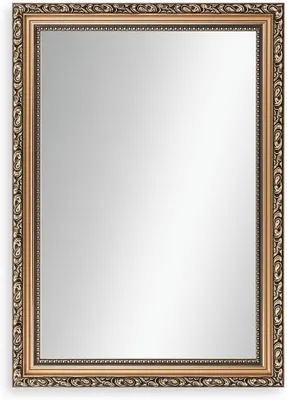 Produktbild von N#71 Barock Wandspiegel 30x150 cm mit Massivholz Rahmen | Bronze | Vintage Antik Holzrahmen mit Echtglas Spiegel und Metall Aufhänger - Handgefertigt in Deutschland