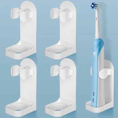 Obrázok produktu pre Držiaky na elektrické zubné kefky na upevnenie na stenu, 4 kusy, biele, nastaviteľné, univerzálne