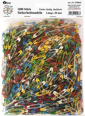 Sicherheitsnadeln 1000 Stück, bunt, 28 mm, 6 Farben