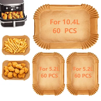 Produktbild von 180 Blatt Backpapier für Heißluftfritteusen der Modelle Ninja AF500EU AF500EUCP, Cecotec 9000 und Ninja Foodi FlexDrawer Dual Zone AF500EU (10,4 l).