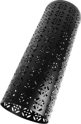Produktbild von Regenschirmständer, rund & rostfrei, Metall Design mit Lochmuster, für Eingangsbereich, schwarz, 23x15x15cm