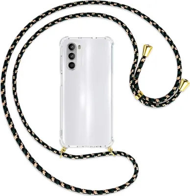 Produktbild von Handykette Backcover-Schutzhülle mit Band (Metall goldfarben) für Motorola Moto G52 / G82 - camouflage