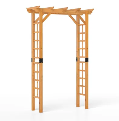 Obrázek produktu pro Dřevěný zahradní oblouk se střechou a mřížkou, oranžový, 140 × 60 × 215 cm