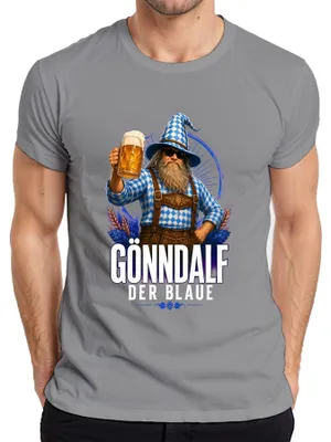 Obrázok produktu pre Tričko s potlačou "Gönndalf, modrý mág, pivo, , Bavorsko, zábava, pitie", sivé, veľkosť XL