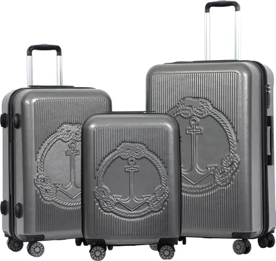 Produktbild von Biggdesign Ocean Hartgepäck-Sets, 100% ABS Hartschalengepäck mit 360° Spinner-Rädern, Reisekoffer, TSA Lock System, Leichtgewicht, 3 Stück, 20 - 30 - 45 kg Tragfähigkeit, grau