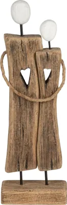 Produktbild von Deko Objekt Paar Holz Skulptur 29 cm Figuren auf Standfuß aus Naturholz