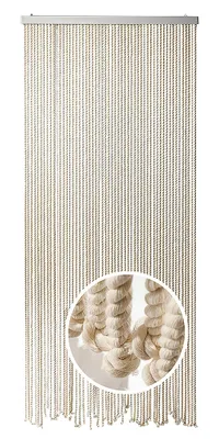 Produktbild von Kobolo Seilvorhang MARITIM 100 x 230 cm 60 Stränge mit Aluleiste Beige rechteckig | Türvorhang Dekovorhang Vorhang Fadenvorhang Wohnzimmertür Deko