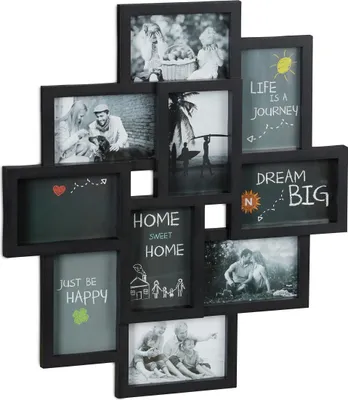 Immagine prodotto di Cornice Relaxdays per collage di 10 immagini in formato verticale e orizzontale pannello da parete in legno