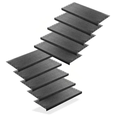 Productafbeelding van BigDean 10 stuks rubberen trapmatten – 75 x 25 cm – Buitenmatten voor trappen – Antislip rubbermatten met cirkeldesign