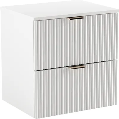 Produktbild von WENA Skrinka pod umývadlo 60 cm, rebrované čelá, kovové úchyty v zlatej farbe (farba: biela)