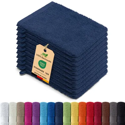 Produktbild von 10er-Set ARIZONA Handtuch-Serie von AR Line – 100% Baumwolle, 500 g/m², 10er-Set Waschhandschuhe 15x21 cm, Dunkelblau