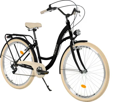 Produktbild von Milord Komfort Fahrrad Retro Vintage Damenfahrrad, 26 Zoll, Schwarz-Braun, 7 Gang Shimano