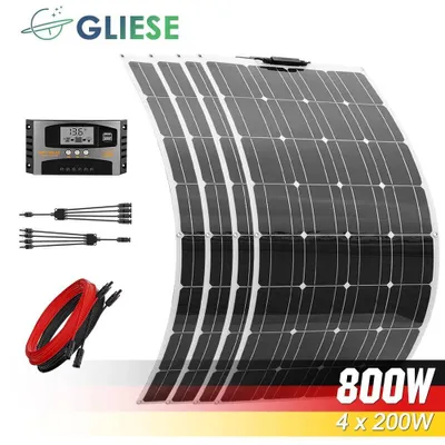Produktbild von 800W Flexibel Solarpanel Kit Mono Solarmodule für Wohnmobil Camping Balkonkraftwerk