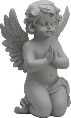 Produktbild von Relaxdays Grabengel betend, Kunststein, wetter-, frost- & UV-beständig, H x B x T: 36x22,5x18 cm, Grabschmuck, grau
