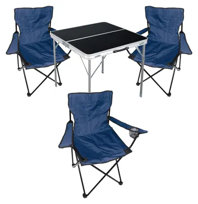 Produktbild von 4-teiliges Campingmöbel Set Tisch schwarz + Campingstühle mit Tasche