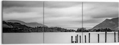 Produktbild von Bild auf Leinwand - Leinwandbild - 3 Teile - Schwarzweiß Landschaft See - 150x50cm - Wand Bild - Wanddeko - Wandbilder - Leinwanddruck - Bilder - Wanddekoration - Leinwand bilder - CA150x50-4321