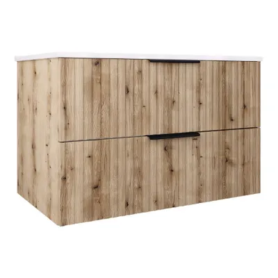 Obrázok produktu pre Kúpeľňová skrinka TIBU s umývadlom 2 veľké zásuvky Soft-Close kúpeľňový nábytok Dub Evoke 80×50×46 cm