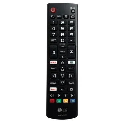 A black LG remote control is shown against a white background.