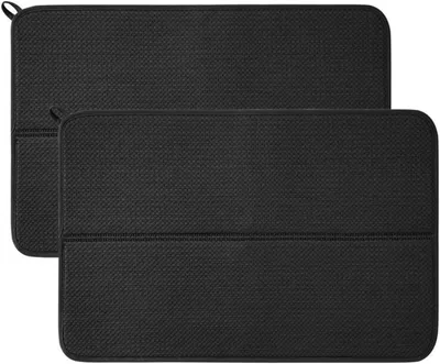 Produktbild von Mikrofaser-Trockenmatten 40×45 cm schwarz, saugfähig/rutschfest, für Geschirr.