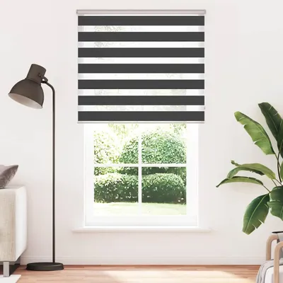 Image de vidaXL Store double noir 110 x 200 cm Largeur du tissu 105,9 cm Polyester