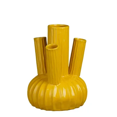 Zdjęcie produktu dla Mica Decorations Wazon Tulipan Felipe - H27 x Ø20 cm - Ceramika - Żółty