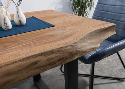 Immagine prodotto di MASSIVMOEBEL24 | Tavolo da pranzo in legno di sheesham - decapato naturale / gambe mikado antracite matt 200x100x79