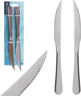 Produktbild von Messer für Steaks, Burger, Pizza, Fleisch, Stahlbesteck, 2-teilig, ORION 831172 Messer