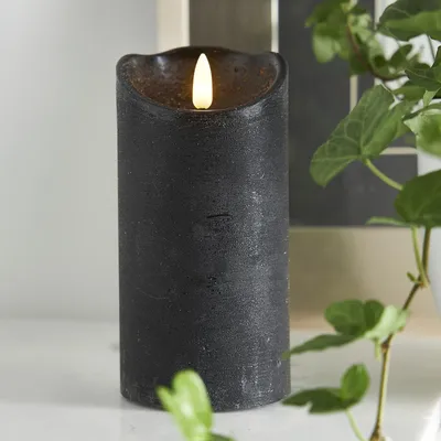 Zdjęcie produktu dla Świeca Led woskowa pieńkowa FLAMME RUSTIC czarna 15cm