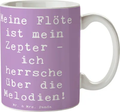 Produktbild von Mr. & Mrs. Panda Becher Spruch Flötenzauber - Lavendeltraum - Geschenk, Bedruckte Tasse, haferl, Windinstrument, Musik, Instrument, Kaffeebecher, Melodie, Musiker, Klang