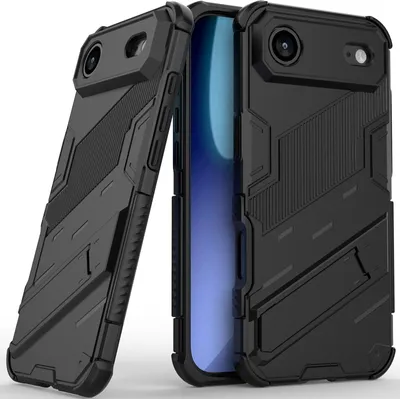 Produktbild von Armor Hülle für iPhone Air Hybrid PC TPU Bumper Stoßfestes Schutzhülle mit Standfunktion Schwarz