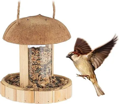 Productafbeelding van Vogelhuis, hangend - Handgemaakt van hout - Afmetingen: 17x14,5 cm - Natuurlijk design