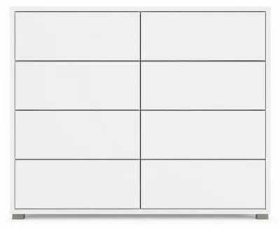 Produktbild von ELVORA DESIGNE Kommode ORSINA 120x93x41 cm, 8 Schubladen, Push-to-Open, Weiß, KI-generiertes Bild