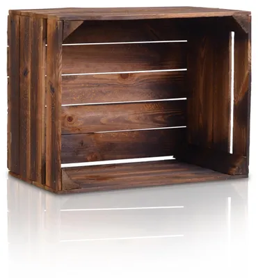 Produktbild von CHICCIE Holzkiste Geflammt Im Vintage Look 50x40x30 - Holzkisten Weinkisten Obstkisten Regale Kisten