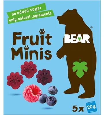 Immagine prodotto di Bear Fruit Mini's Blueberry Raspberry 100g - palline snack alla frutta, gusto naturale