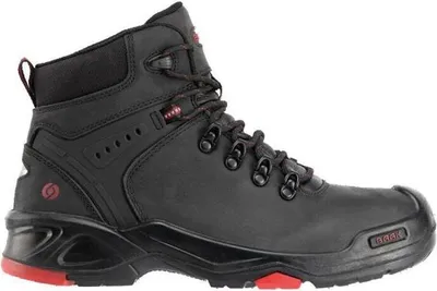Produktbild von Sicherheitsstiefel Brooklyn Größe 43 W. 11 schwarz/rot S3 SRC HRO EN ISO 20345 Rindleder