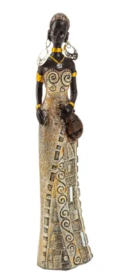 Produktbild von Moderne Skulptur Dekofigur Frau Afrikanerin gold/braun Höhe 24 cm