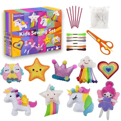 Produktbild von DIY Nähen Kinder Bastelset Filz Prinzessin mit Stickgarn Füllwatte Schere ab 6 Jahre