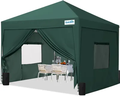 Produktbild von Quictent Pavillon 3x3 mit 4 Seitenteilen, Faltpavillon mit Entlüftung Wasserdicht Stabil Winterfest, Pop up Gartenpavillon mit Rollentasche ，Grün