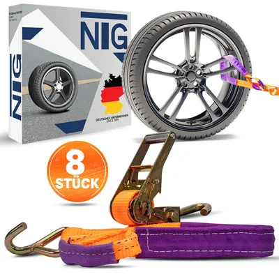 Produktbild von Auto Zurrgurt Spanngurt Autotransport 8 Stück Set PKW Radsicherung Gurt Auto