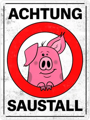 Produktbild von Achtung Saustall Metallschild mit Comic-Schwein