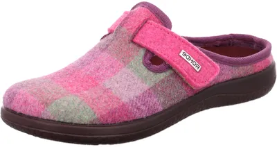 Produktbild von Rohde Damen Pantoffel Hausschuh aus Softfilz mit Karomuster und Riemen Bari 6557, Größe:38 EU, Farbe:Pink