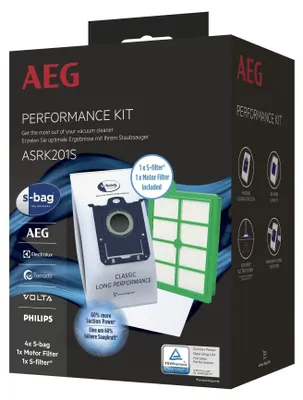 Image de Kit AEG ASRK201S S-Bag Performance, comprenant 4 sacs d'aspirateur S-Bag Classic Long Performance