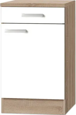 Produktbild von Optifit Unterschrank mit Schublade und Drehtür Zamora214 BxTxH 50 x 60 x 84,8 cm weiß matt zerlegt Anschlag reversibel K