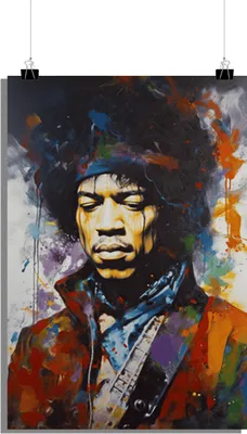 Zdjęcie produktu dla Plakat muzyczny - Plakat Jimi Hendrix - Plakat legendarny gitarzysta - Plakat ikona muzyki - 51x71cm - Idealny do oprawienia w ramę