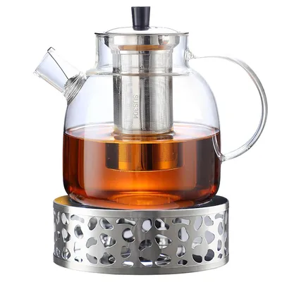 Produktbild von 50oz Teekanne aus Borosilikatglas – Herdgeeignete Glaskanne mit Sieb, Spülmaschinenfest, Direktes Erhitzen möglich