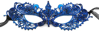 Venezianische Spitzenmaske für Karneval, blau, 23 x 8 cm